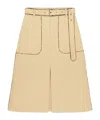 Dries Van Noten Womens Beige Belted Two-patch-pockets Cotton-poplin Midi Skirt In Nude