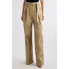 Dries Van Noten Belted Baggy Cotton Twillpants In Beige