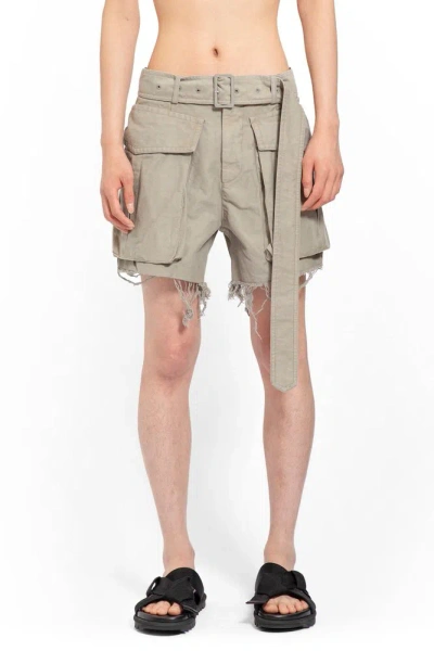 Dries Van Noten Belted Cargo Shorts In Gray