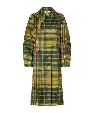 Dries Van Noten Belted Checked Duchesse Satin Coat In Multi