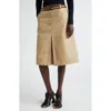 Dries Van Noten Sulia Belted A-line Cotton Skirt In Beige