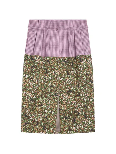 Dries Van Noten Belted Contrast Skirt In Multi