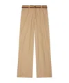 Dries Van Noten Belted Cotton Chinos In Nude