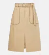 Dries Van Noten Womens Beige Belted Two-patch-pockets Cotton-poplin Midi Skirt In Beige
