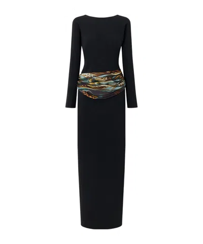 Dries Van Noten Belted Crepe-satin Maxi Dress In Black