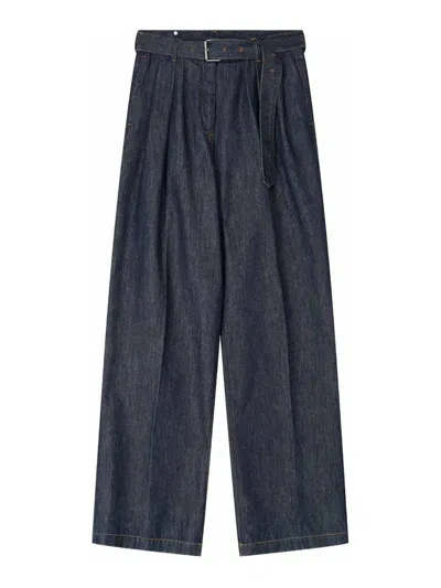 Dries Van Noten Belted Denim Pants In Blue