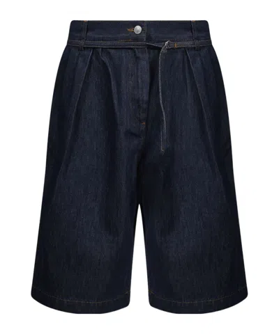 Dries Van Noten Belted Denim Shorts In Blue