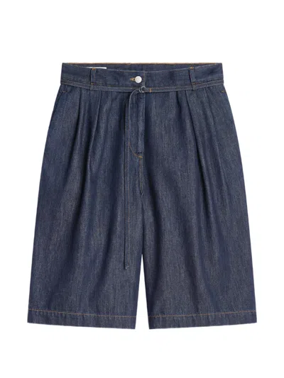 Dries Van Noten Belted Denim Shorts In Blue