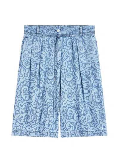 Dries Van Noten Belted Denim Shorts In Blue