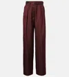Dries Van Noten Belted High-rise Wide-leg Pants In Burgundy