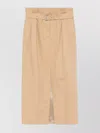 Dries Van Noten Belted High Waist Pleated Midi Skirt
