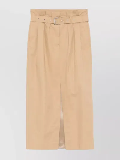 DRIES VAN NOTEN BELTED HIGH WAIST PLEATED MIDI SKIRT