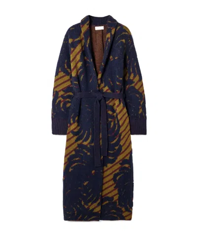 DRIES VAN NOTEN BELTED INTARSIA WOOL-BLEND CARDIGAN