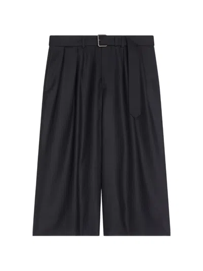 Dries Van Noten Belted Light Wool Shorts In Animal Print