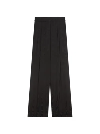 Dries Van Noten Belted Moiré Pants In Black