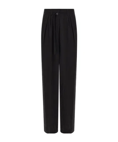 DRIES VAN NOTEN BELTED MOIRÉ PANTS