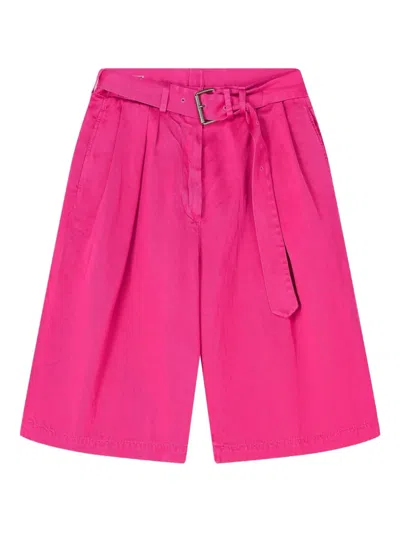 Dries Van Noten Belted Overdyed Bermuda Shorts In Pink
