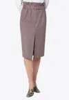 Dries Van Noten Taupe Skirt In Cotton With Belt Women In Brown