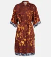 Dries Van Noten Doralia Short-sleeve Belted Silk Shirtdress In Brown