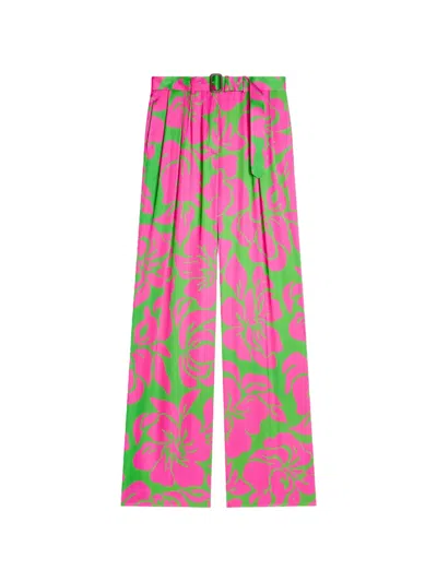 Dries Van Noten Belted Satin Trousers In Multi