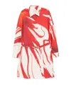 Dries Van Noten Abstract Print Shirt Dress With Belted Waist