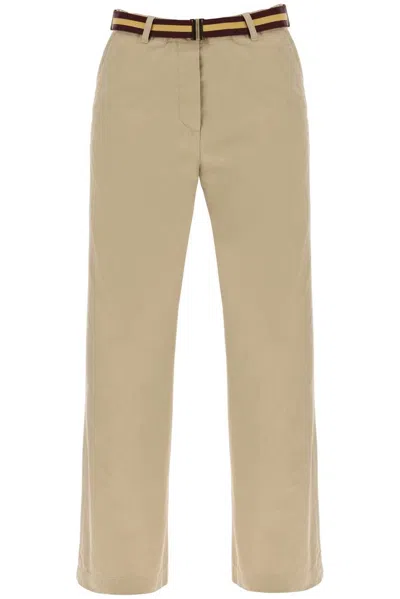 Dries Van Noten Cotton Pants With Belt In Cream