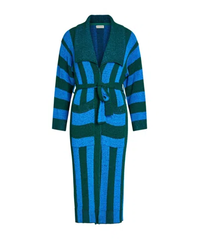 Dries Van Noten Belted Striped Woven Cardigan In Green