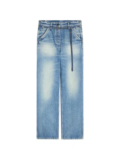 Dries Van Noten Belted Wide-leg Denim Pants In Blue