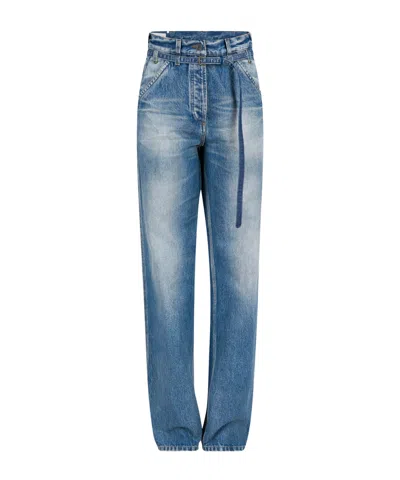 Dries Van Noten Belted Wide-leg Denim Pants In Multi