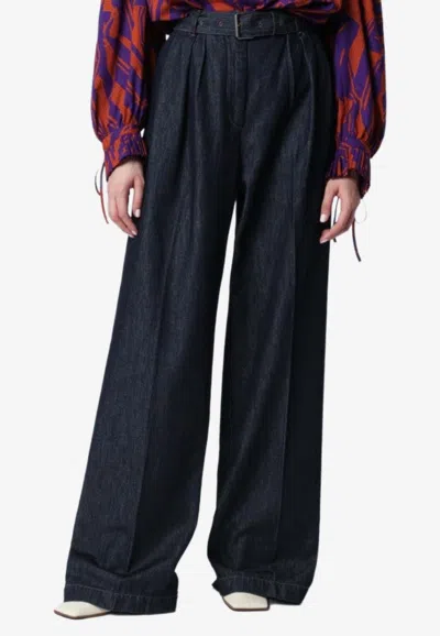 DRIES VAN NOTEN BELTED WIDE-LEG JEANS