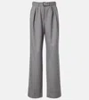 Dries Van Noten Belted Wool-blend Wide-leg Pants In Gray