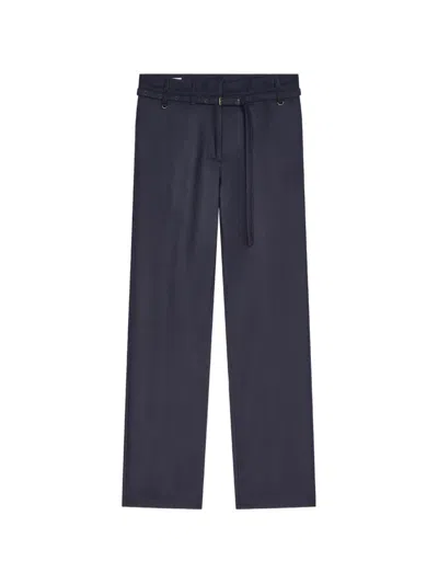 Dries Van Noten Belted Wool Pants In Blue