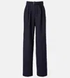 Dries Van Noten Belted Wool Wide-leg Pants In Blue