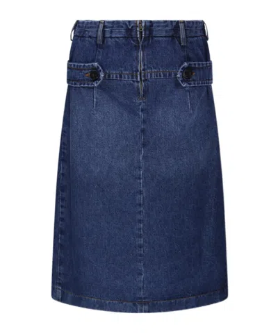 Dries Van Noten Belt-loop Denim Skirt In Blue