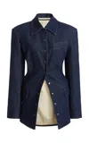 Dries Van Noten Benny Broad-shouldered Denim Blazer In Dark Wash
