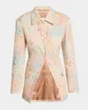 Dries Van Noten Notched Lapel Floral Jacket With Pockets In Lpink
