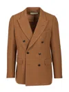 Dries Van Noten Men Regular Fit Double Breasted Blazer In Brown