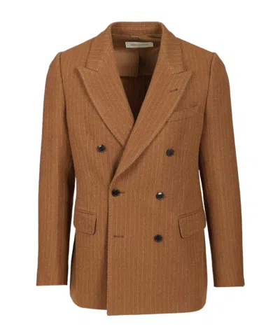 Dries Van Noten Benz Double Breasted Blazer Coats In Brown