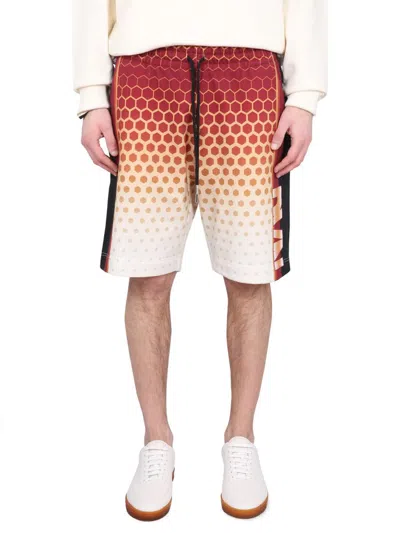 Dries Van Noten Harbor Graphic Print Side Stripe Shorts In Multi