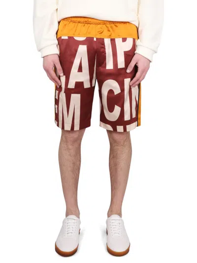 Dries Van Noten Knee Length Striped Graphic Print Shorts In Multi