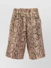 Dries Van Noten Pomy Sequined Snake-print Cotton Poplin Wide-leg Shorts