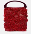 Dries Van Noten Crisp Bleeding Beaded Top-handle Bag In Red
