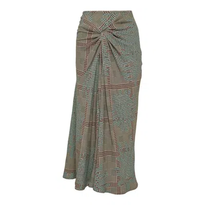 Dries Van Noten Bias Cut Skirt With Knot Detail In Green
