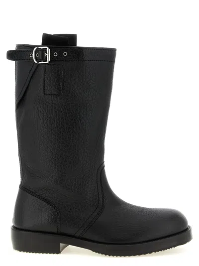Dries Van Noten Hammered Leather Boot In Black