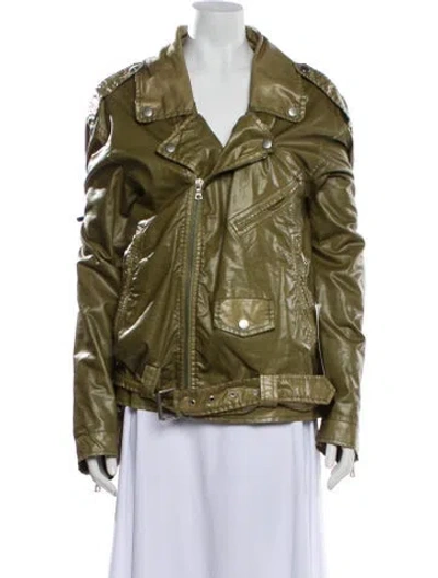 Pre-owned Dries Van Noten Biker Jacket In Green