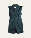 Dries Van Noten Bimbi Metallic Floral Jacquard Tailored Vest In Dark Green