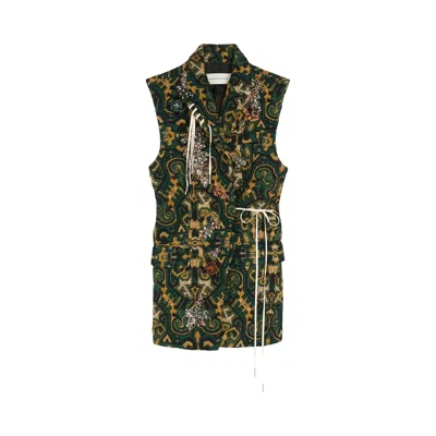 Pre-owned Dries Van Noten Bimbila Embellished Jacket 'bottle' | Tan | Women's Size 36 In Brown