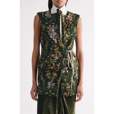 Dries Van Noten Bimbila Embellished Sleeveless Blazer In Brown