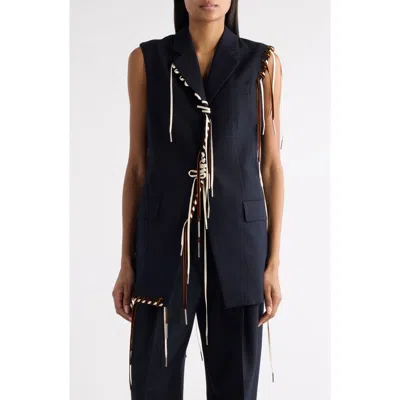 Dries Van Noten Bimbila Whipstitched Sleeveless Wool Blazer In Multi