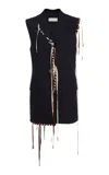 Dries Van Noten Bimbila Whipstitched Wool Vest In Navy